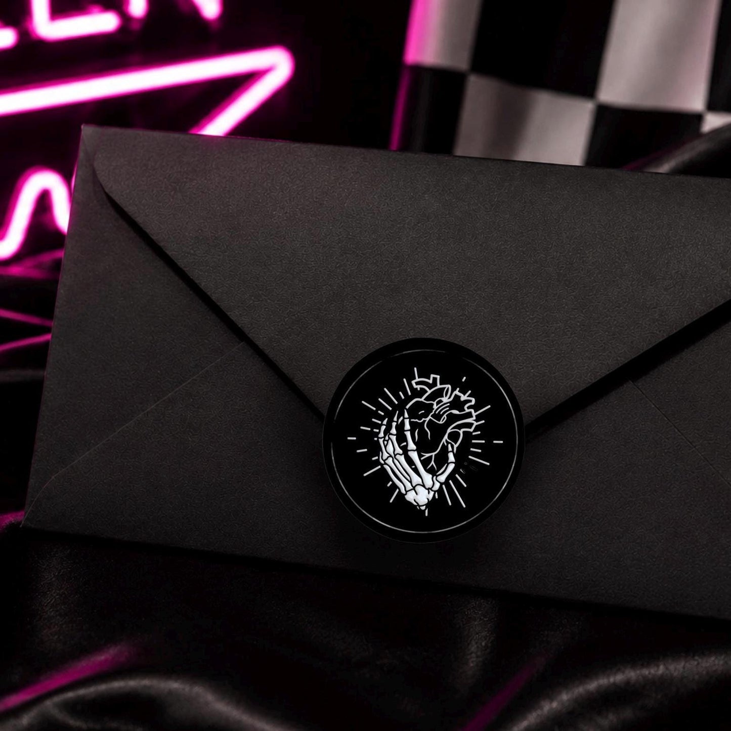 Skeleton Heart Wax Seal – Gothic Soy Wax Sticker for Letters, Journals & Occult Gifts