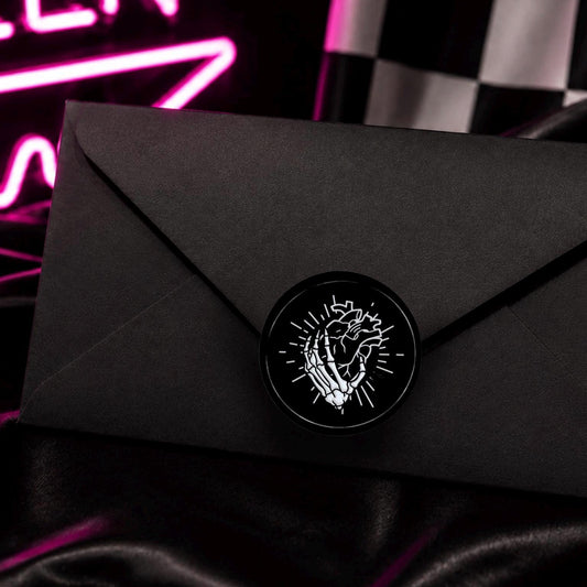 Skeleton Heart Wax Seal – Gothic Soy Wax Sticker for Letters, Journals & Occult Gifts