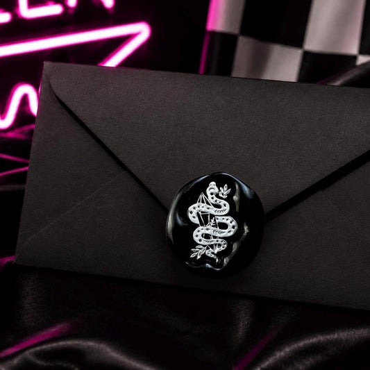Snake & Crystal Wax Seals – Gothic Peel-and-Stick Envelope Seals