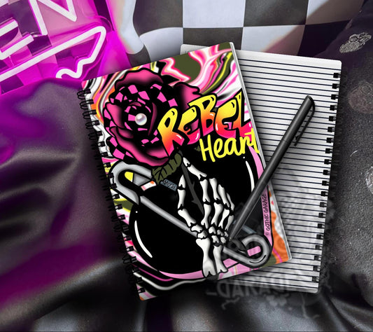Rebel Heart Gothic Punk Notebook – Skeleton Love Spiral Journal, Lined Pages