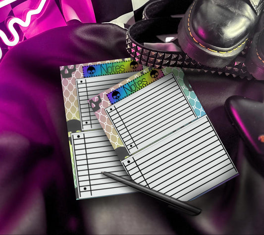 Gothic Rainbow Skull Notepad: Lined Goth Stationery