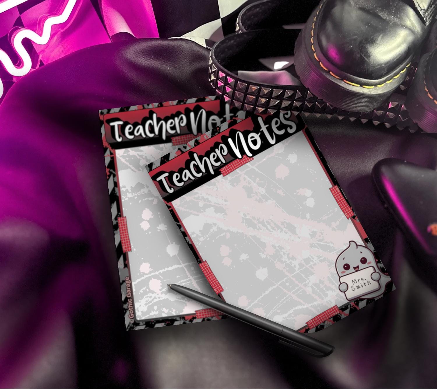Personalized Teacher Notepad – Gothic Ghost Design, Teacher Appreciation Gift