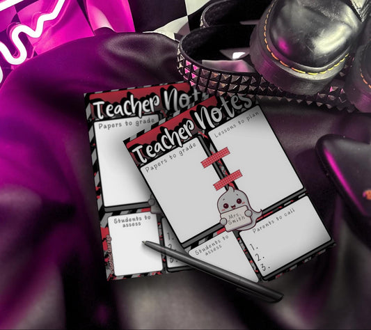 Personalized Teacher Notes Notepad – Custom Gothic Stationery Pad for Lesson Planning & Grading