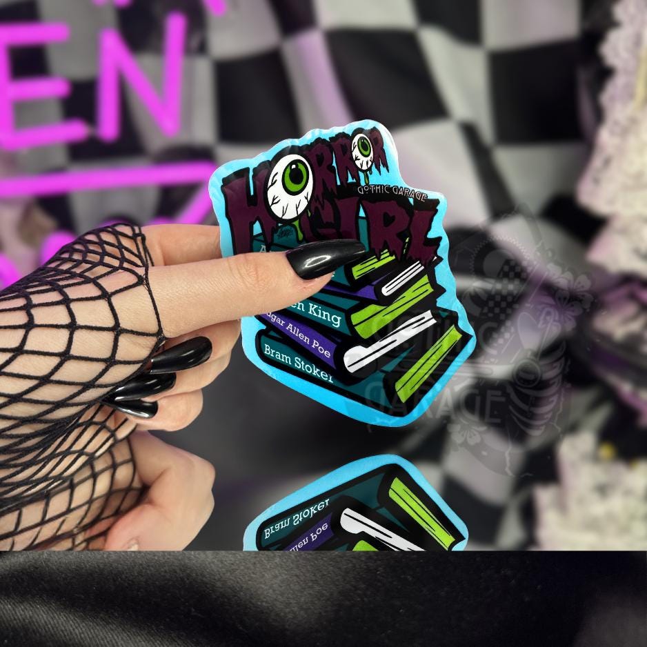 Horror Girl Book Lover Sticker: Gothic Waterproof Vinyl Decal