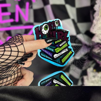 Horror Girl Book Lover Sticker: Gothic Waterproof Vinyl Decal