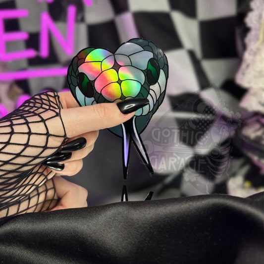 Gothic Snake Head Sticker: Waterproof Vinyl Decal, Glossy or Holographic