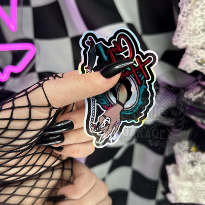 Gothic Horror Girl Sticker: Waterproof Die Cut, Glossy or Holographic