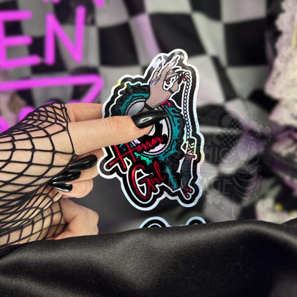 Gothic Horror Girl Sticker: Waterproof Die Cut, Glossy or Holographic