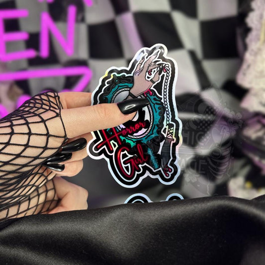 Gothic Horror Girl Sticker: Waterproof Die Cut, Glossy or Holographic