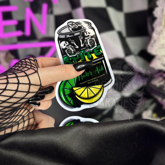 Spite Hater-Aid Sticker: Gothic Sarcastic Soda Can - Glossy or Holographic