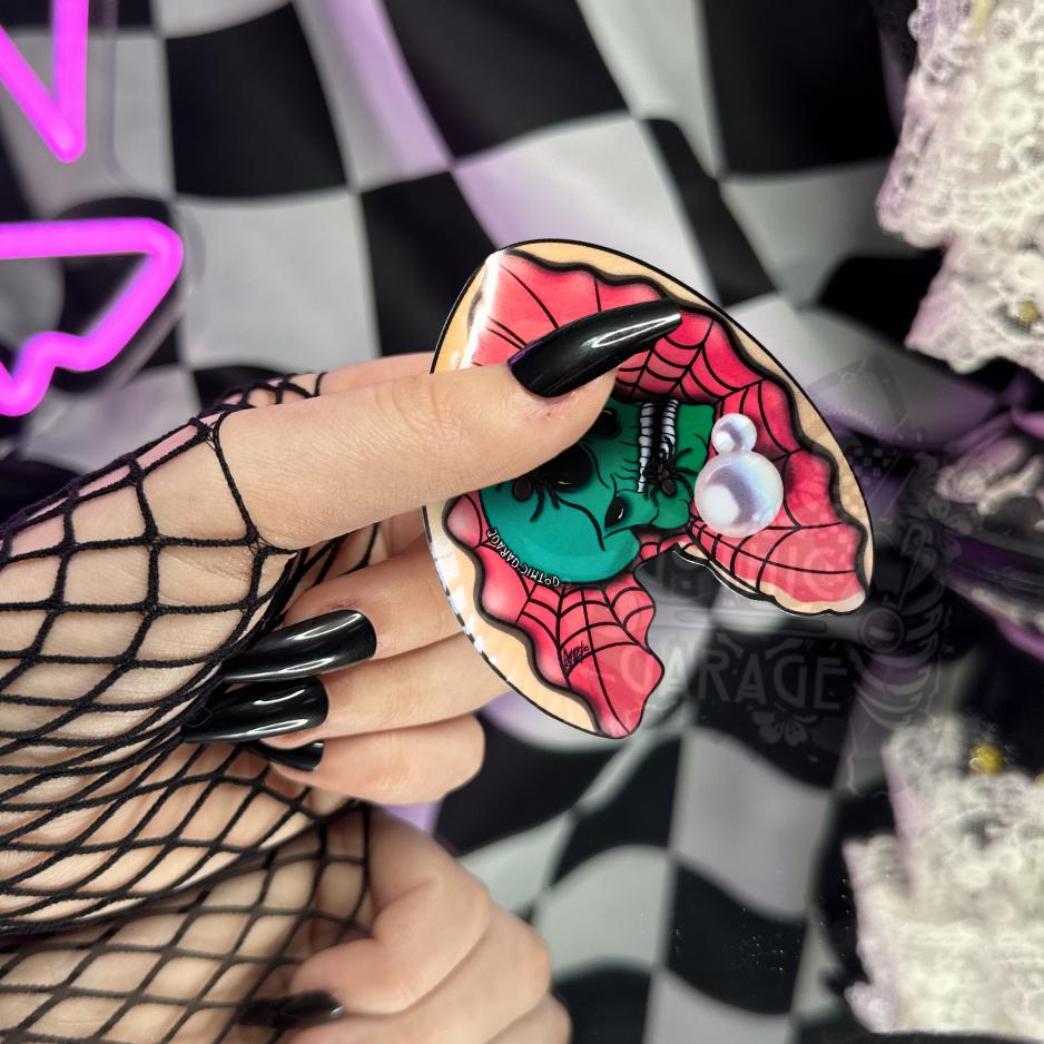 Spider Skull Clamshell Die Cut Waterproof Sticker—A Wicked Twist for Your Ocean Treasure Collections