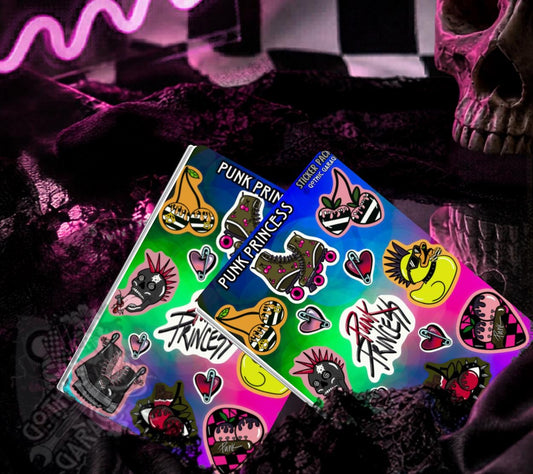 Punk Princess Sticker Sheet – Grunge Aesthetic - Perfect for Rebels, Punks Scrapbooking & Collecting or Showing Off