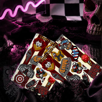 Creepy Carnival Sticker Sheet – Horror Circus Clown Aesthetic - Perfect for Scary Scrapbooking & Collecting or Showing Off