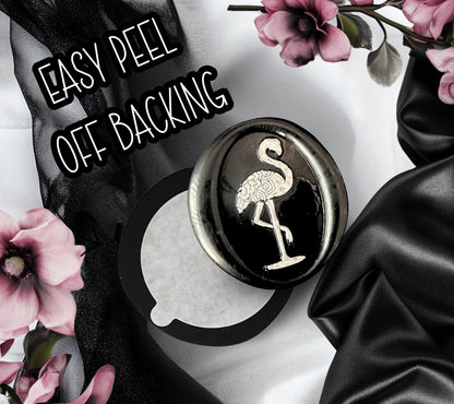 Black Flamingo Wax Seal Sticker – Gothic Peel and Stick Envelope Seal for Journals, Invitations & Happy Mail