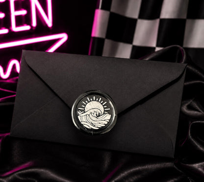 Ocean Wave Wax Seal Sticker – Gothic Peel & Stick Beach Seal for Journals, Invitations and Happy Mail