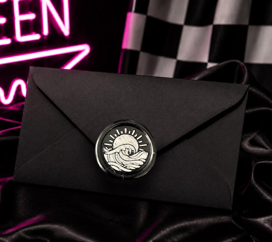 Ocean Wave Wax Seal Sticker – Gothic Peel & Stick Beach Seal for Journals, Invitations and Happy Mail