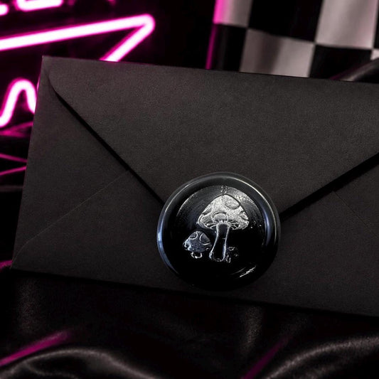 Mushroom Wax Seals – Gothic Black Peel and Stick for Stationery