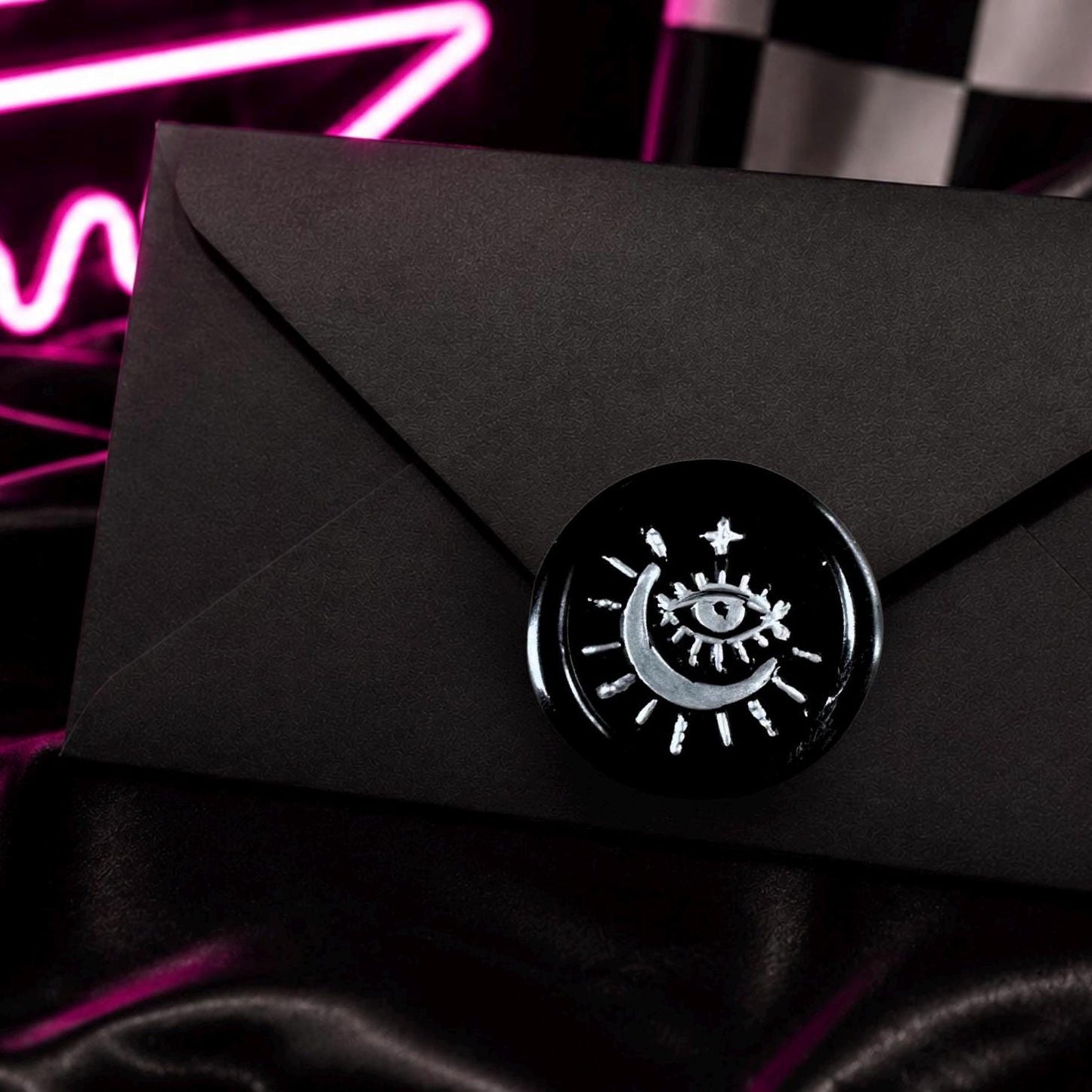 Wiccan Evil Eye Moon Wax Seal Sticker: Gothic Wedding Invitation Seal