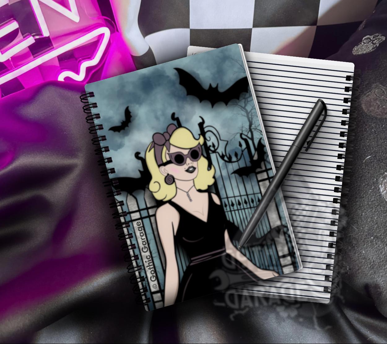1950s Goth Glamour Notebook: Hand-Drawn Vintage Design