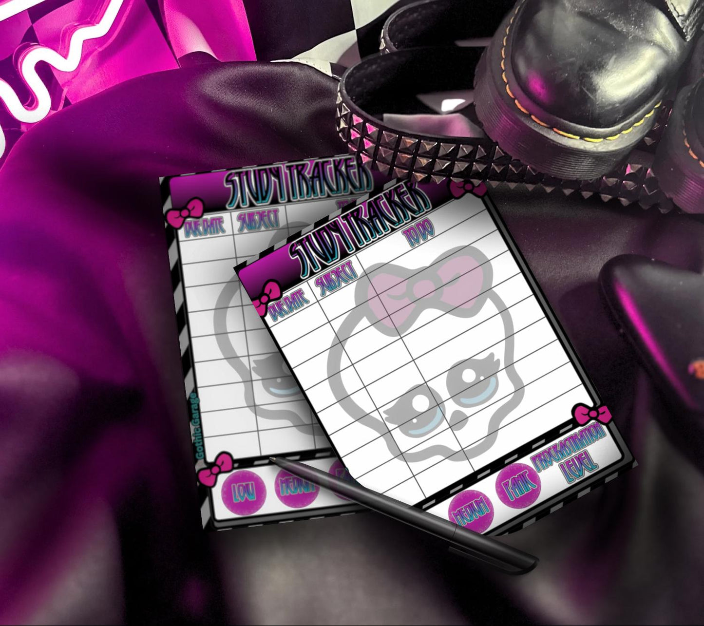 Pastel Goth Study Tracker Notepad – Skull Planner for Students