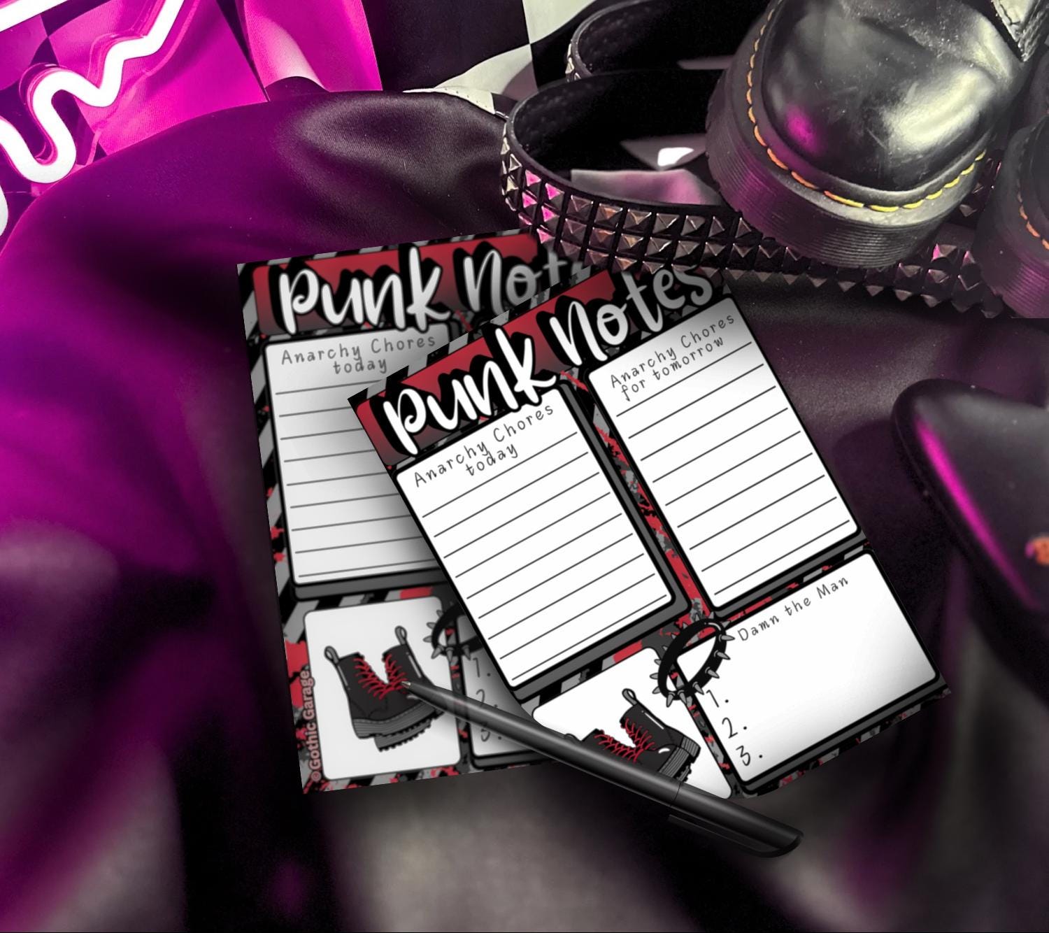 Punk Notes Notepad: Anarchy Chores Stationery for Alt Girls