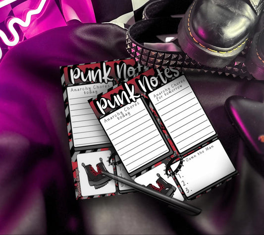 Punk Notes Notepad: Anarchy Chores Stationery for Alt Girls