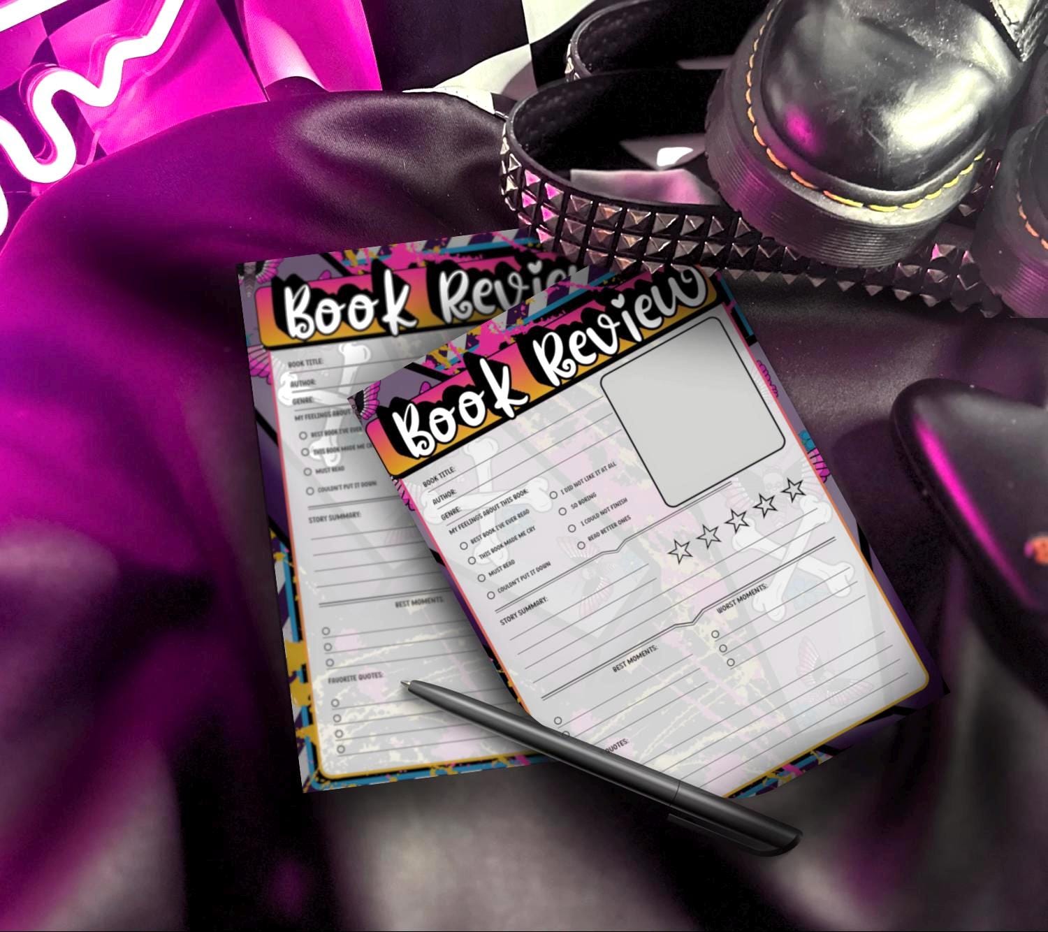 Spooky Pop Art Book Review Notepad – Reader Gift, Booktok, Book Blog