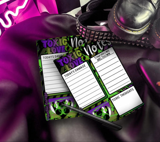 Toxic Love Notepad – Funny Dark To Do List Pad | Gothic Desk Planner