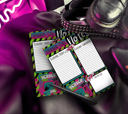 Horror Girl Notepad: Retro Slasher To-Do List, 50 Sheets