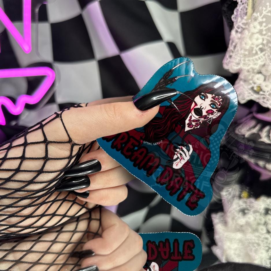 Female Horror Villain Sticker: Waterproof Die Cut, Gore-Geek Gift (Glossy or Holographic)