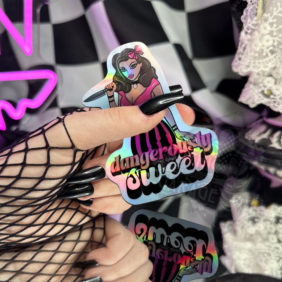 Gothic Pin-Up Girl Sticker: Dangerously Sweet, Waterproof Vinyl