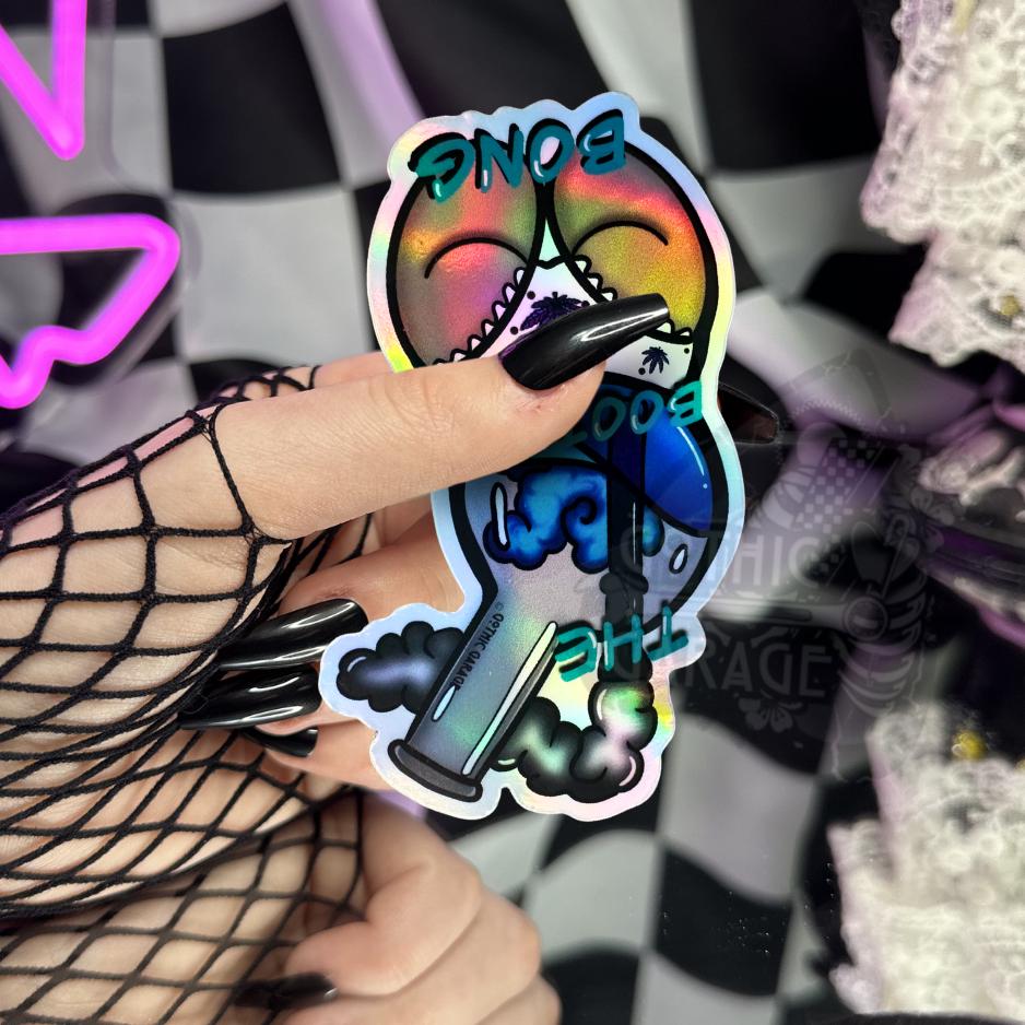 Marijuana Booty Bong- Goth Waterproof Sticker – Where Fun Meets Plant-Powered Vibes! - Perfect for Scrapbooking and Collecting