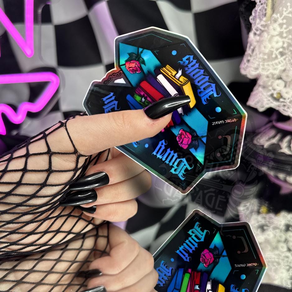 Gothic Book Nerd Coffin Sticker: Dark Academia Waterproof Vinyl