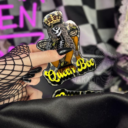 Gothic Queen Bee Skeleton Sticker: Waterproof Vinyl Decal