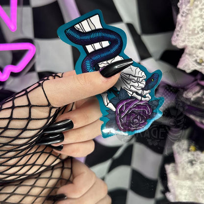 Gothic Snake & Purple Rose Sticker: Waterproof Vinyl Die Cut