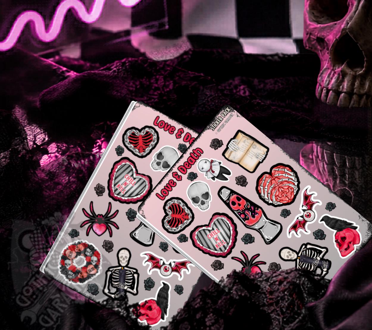 Gothic Witchy Love and Death Sticker Sheet, Perfect Goth & Witch Vibes Stickers, Budget Friendly Gifts for Goth Expression