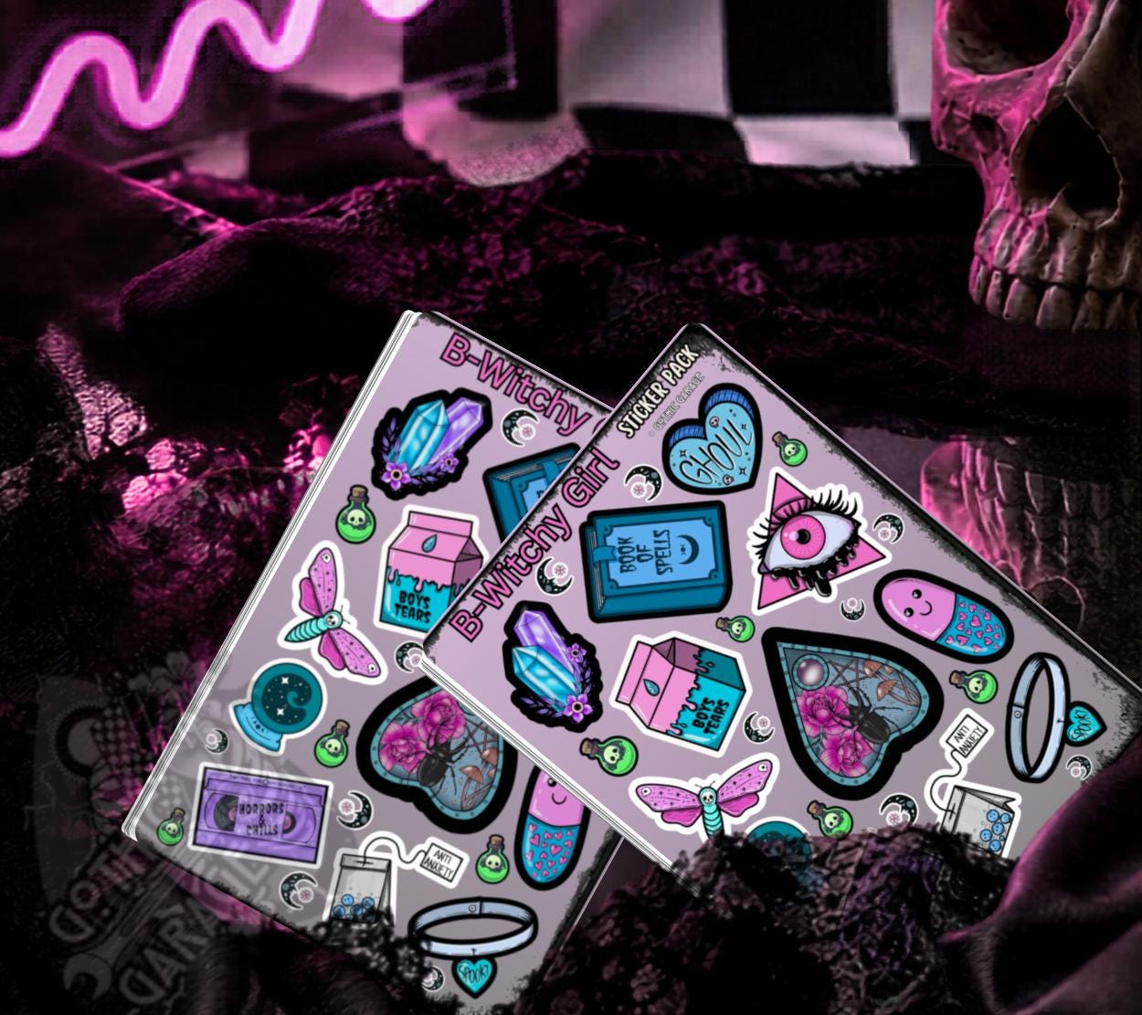 B-Witchy Gothic Pastel Sticker Sheet, Perfect Goth & Witch Vibes Stickers, Budget Friendly Gifts for Goth Expression