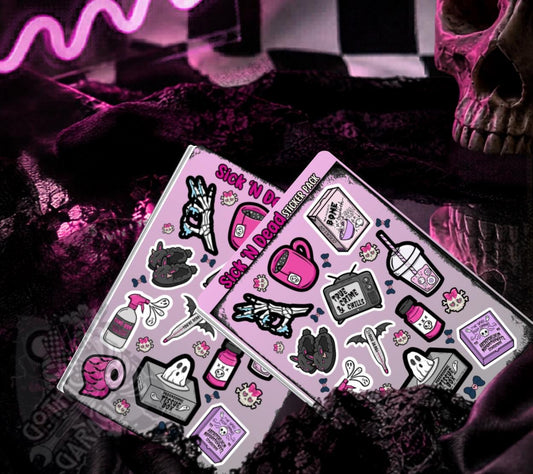 Sick ‘N Dead Gothic Pastel Sticker Sheets for Collecting and Scrapbooking - High-Quality, Vibrant Designs, Perfect Budget Friendly Gifts