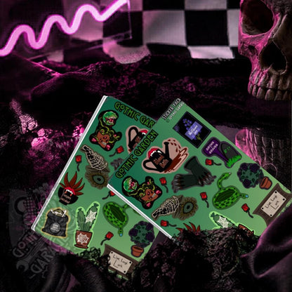 Gothic Garden Sticker Sheet – Where Creepy Blooms and Dead Things Grow