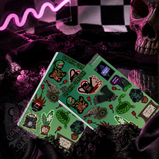 Gothic Garden Sticker Sheet – Where Creepy Blooms and Dead Things Grow