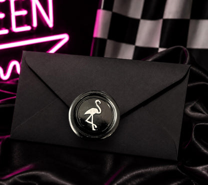 Flamingo Wax Seal Sticker – Gothic Peel & Stick Envelope Seal for Journals, Invitations and Happy Mail