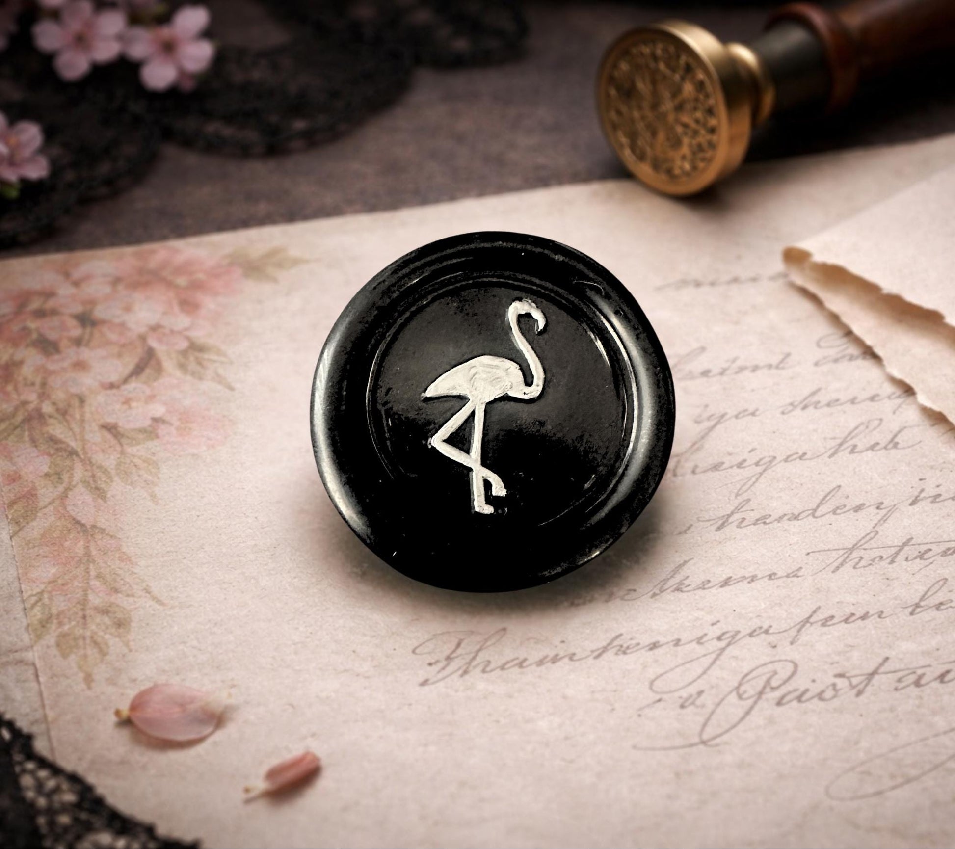 Flamingo Wax Seal Sticker – Gothic Peel & Stick Envelope Seal for Journals, Invitations and Happy Mail