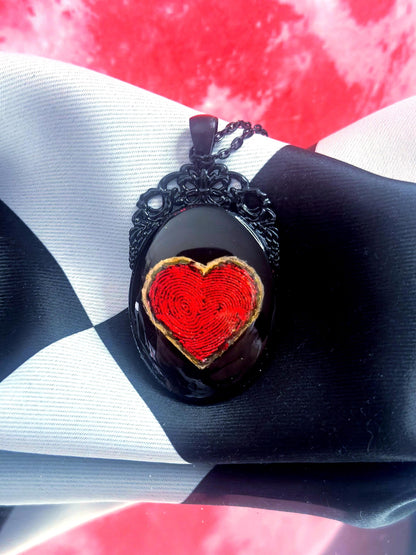 Fingerprint Heart Necklace — Gothic Relic Pendant, One of a Kind Dark Romance Keepsake Jewelry