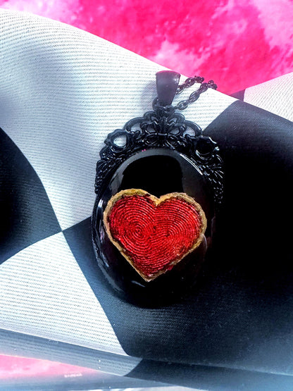 Fingerprint Heart Necklace — Gothic Relic Pendant, One of a Kind Dark Romance Keepsake Jewelry