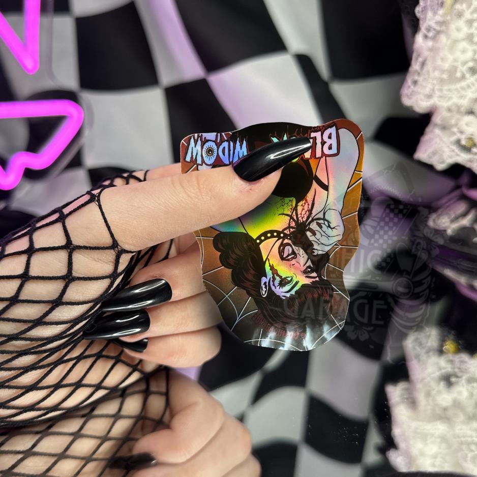 Black Widow Horror Waterproof Sticker | Gothic Pinup Vinyl Decal