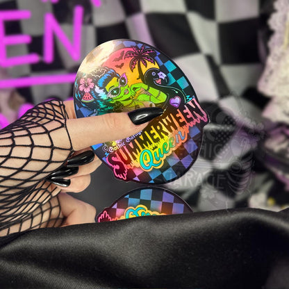 Summerween Queen Waterproof Sticker - Goth Beach Horror Girl Summer Vinyl Decal