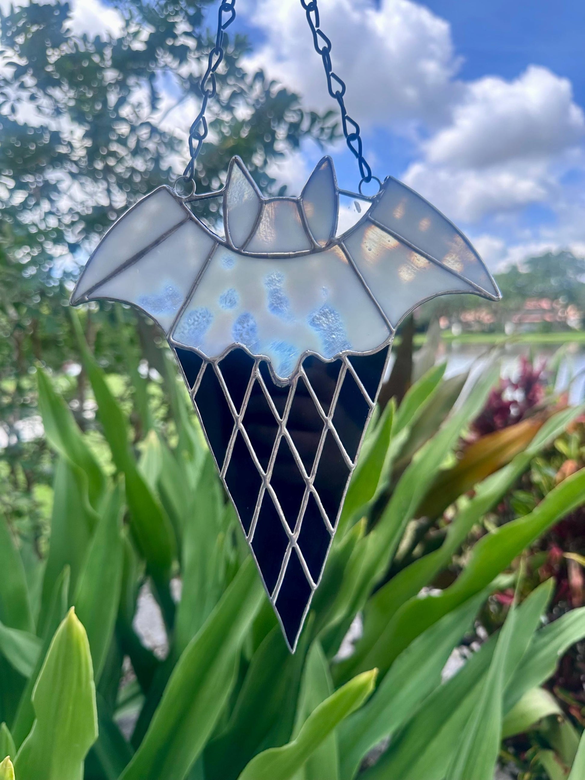 Bat Ice Cream Stained Glass Suncatcher - Summerween Home Decor