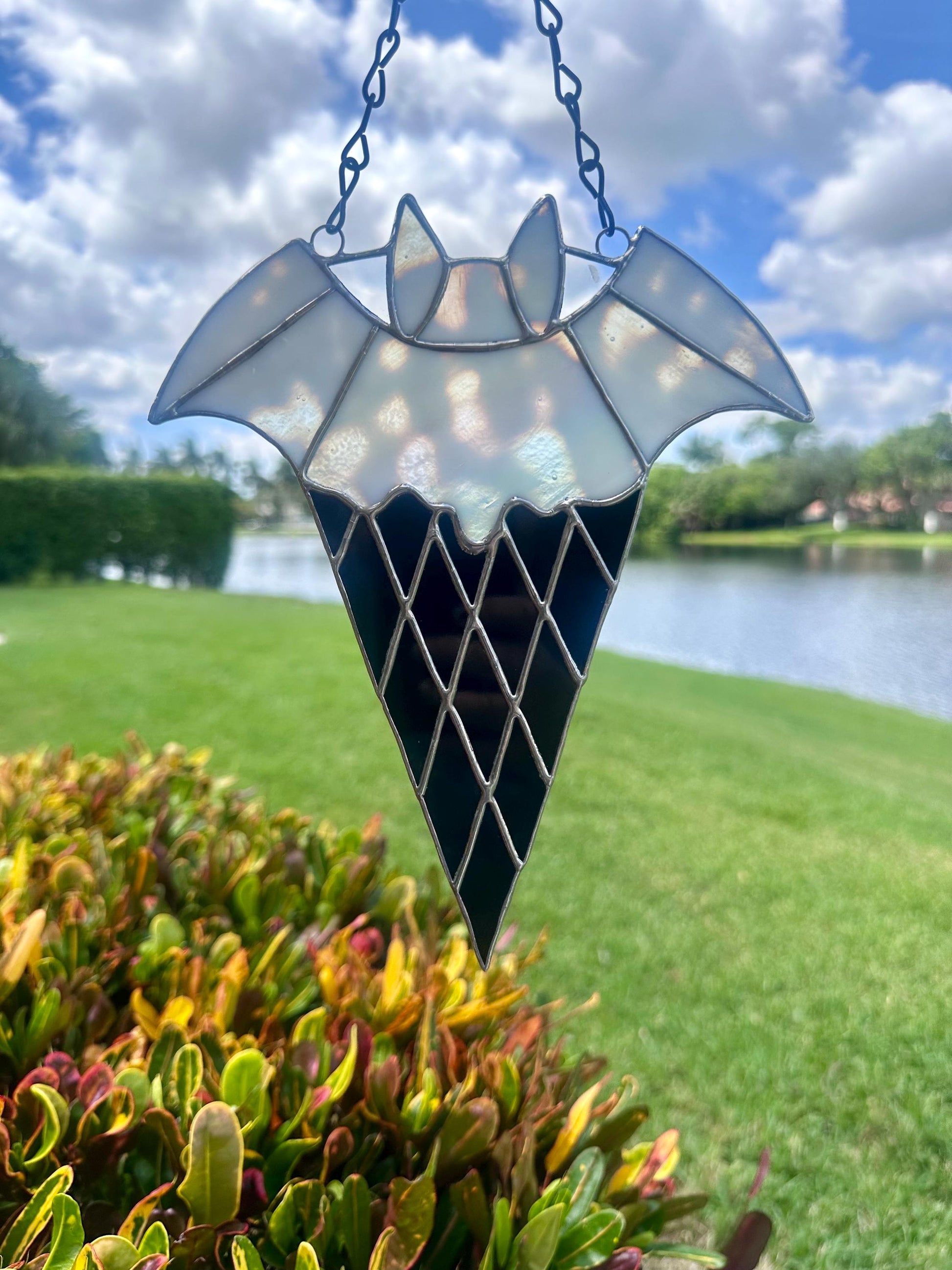 Bat Ice Cream Stained Glass Suncatcher - Summerween Home Decor