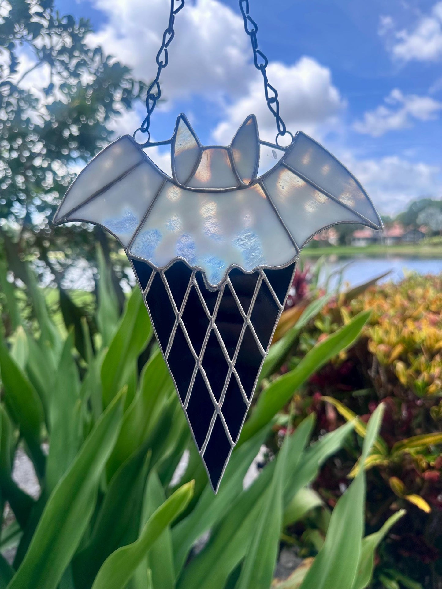 Bat Ice Cream Stained Glass Suncatcher - Summerween Home Decor