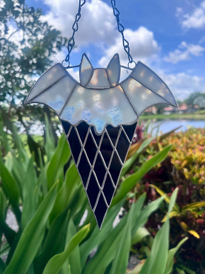 Bat Ice Cream Stained Glass Suncatcher - Summerween Home Decor